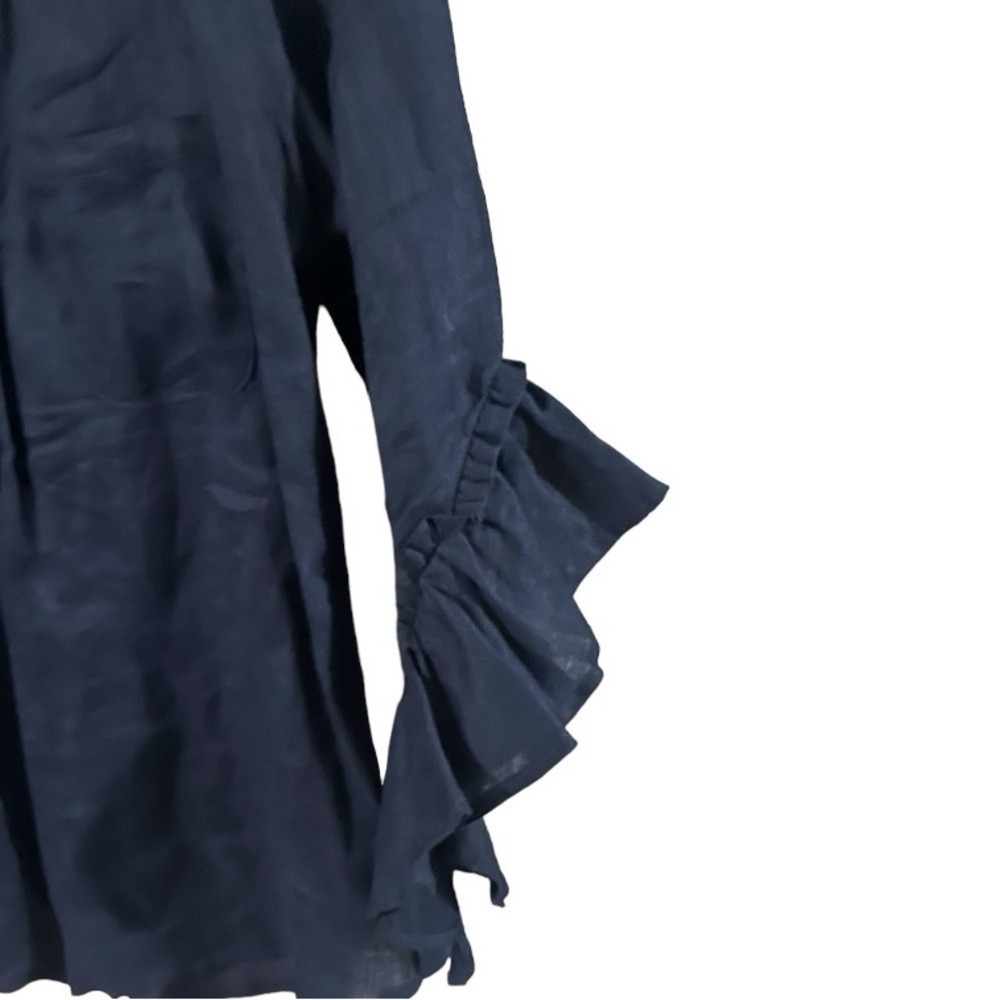 NWT INC Ruffle-Sleeve Linen-Blend Top Sz M - Picture 7 of 8